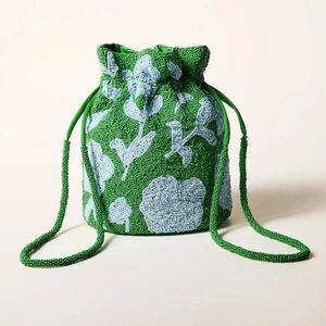 Kate Spade New York x Target Beaded Classic Green Rose Drawstring Bucket Bag